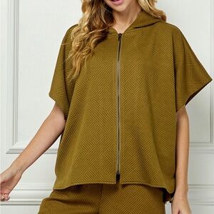 Olive Quilted Texture Zio Up Jacket